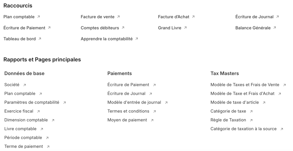 comptabilité fonctionnalités erpnext