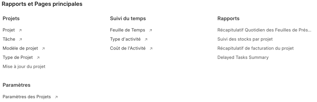 Projets rapports erpnext