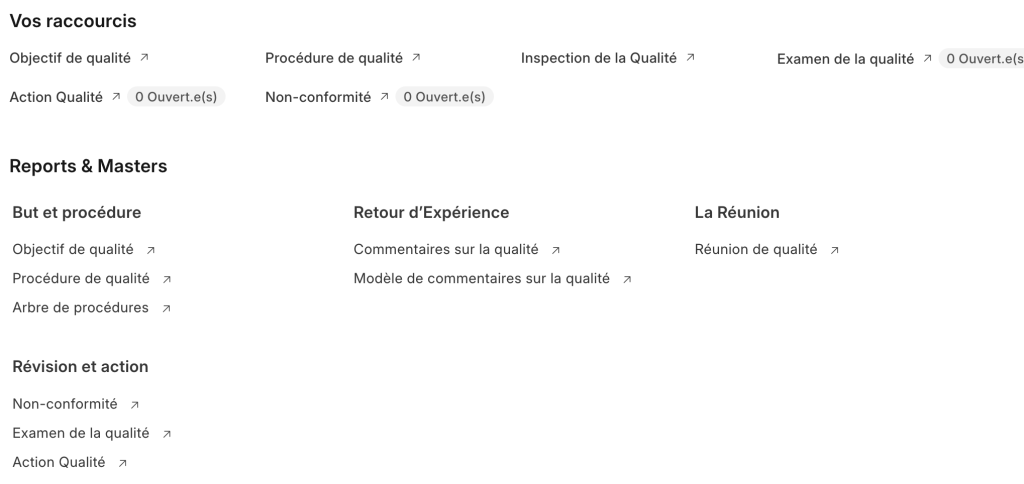 Qualité fonctionnalités erpnext